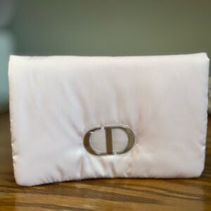 Dior Pink Satin Puffy Bag Cosmetics Case Pouch NWOT